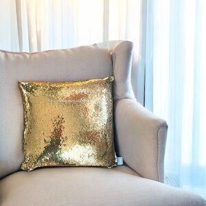 Aviva Stanoff Down Pillow With Sequin Gold Silver & Black Shame Size 20 × 20